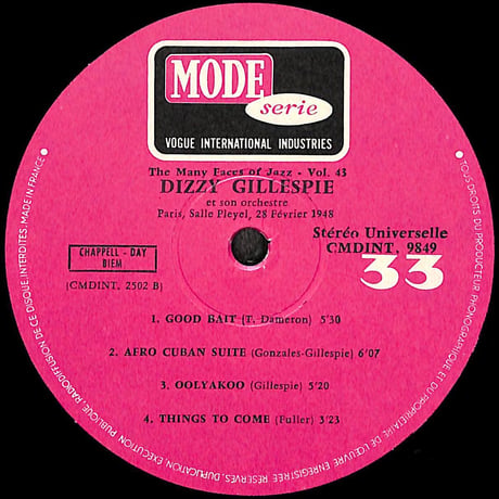 ディジー・ガレスピー / Paris-Salle Pleyel 28 Février 1948 [※輸入盤,生産国:France,品番:CMDINT 9849］(LPレコード)
