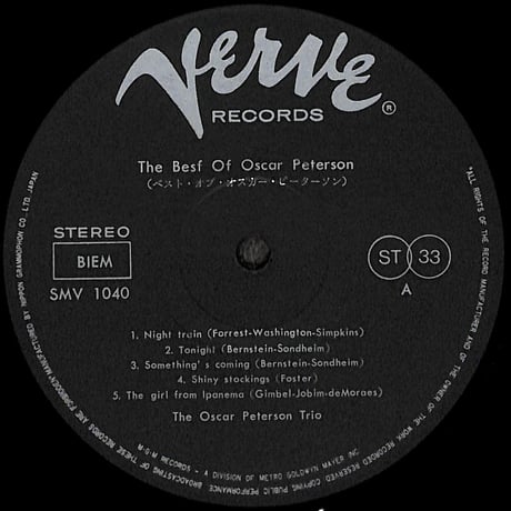 オスカー・ピーターソン / ベスト・オブ・オスカー・ピーターソン [※国内盤,品番:SMV-1040］(LPレコード)