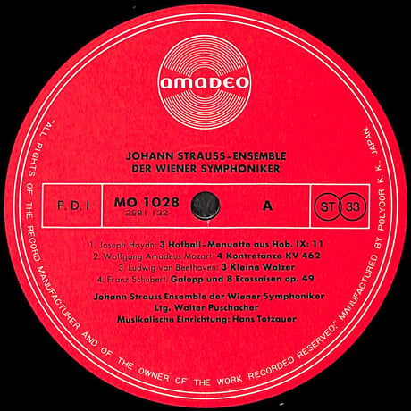 ヨハン・シュトラウス・アンサンブル / ウィーンの舞曲集 [※国内盤,品番:MO 1028］(LPレコード)