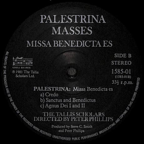 Palestrina Masses: Missa Benedicta Es [※輸入盤,生産国:UK,品番:1585-01］(LPレコード)