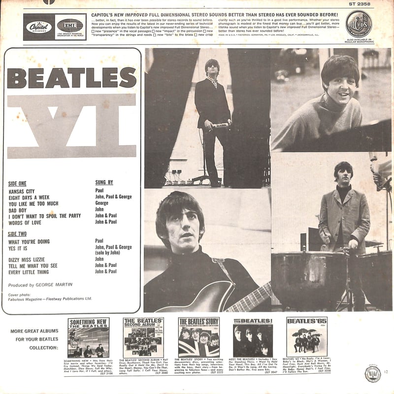 ビートルズ / Beatles VI [※輸入盤,生産国:US,品番:ST 2358］(LP