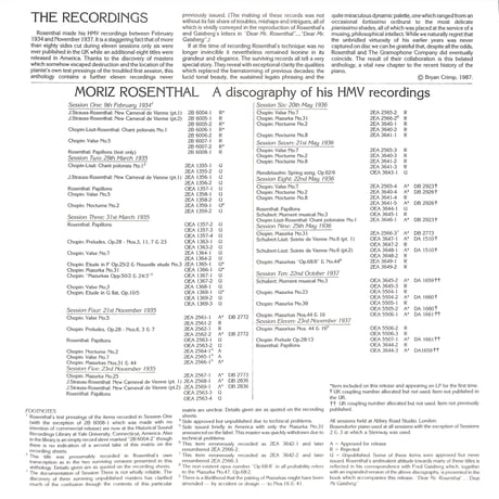 モーリツ・ローゼンタール / The Complete HMV Recordings [※輸入盤,生産国:UK,品番:APR 7002,2枚組］(LPレコード)