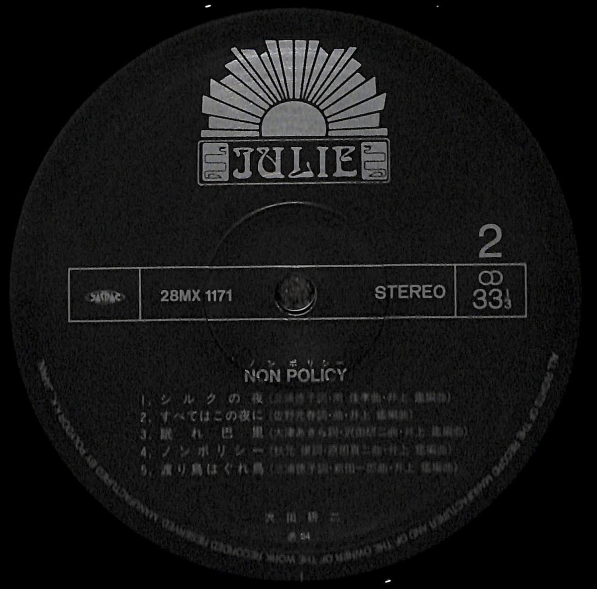 沢田研二 / NON POLICY [※国内盤,品番:28MX1171］(LPレコード) |