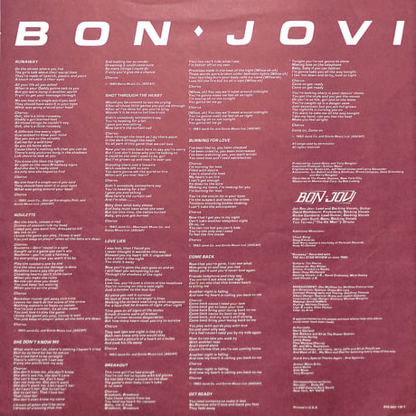 ボン・ジョヴィ / 夜明けのランナウェイ [※国内盤,品番:25PP-119］(LPレコード)