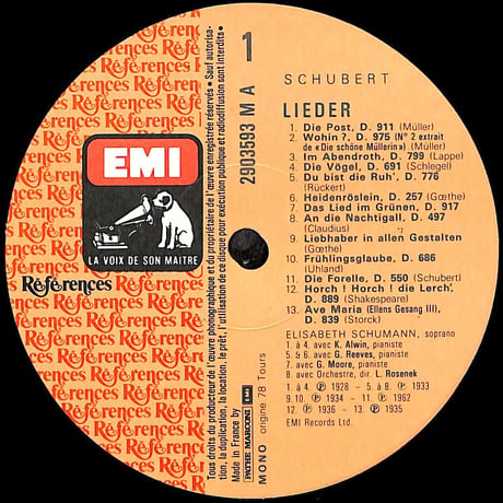 エリーザベト・シューマン / Schubert Der Hirt Auf Dem Felsen Et 45 Lieder [※輸入盤,生産国:France,品番:2903593,2枚組］(LP)