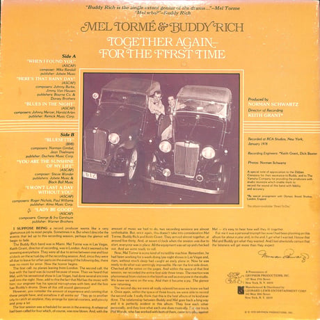 メル・トーメ&バディ・リッチ / Together Again-For The First Time [※輸入盤,生産国:US,品番:G-784］(LPレコード)