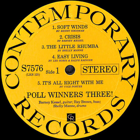 バーニー・ケッセル,シェリー・マン&レイ・ブラウン / Poll Winners Three! [※輸入盤,生産国:US,品番:S 7576］(LPレコード)