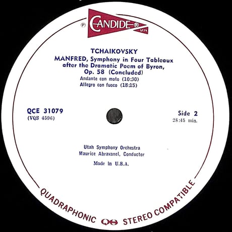 ピョートル・チャイコフスキー / ''Manfred Symphony'' In 4 Tableaux, Op. 58 [※輸入盤,生産国:US,品番:QCE 31079］(LPレコード)