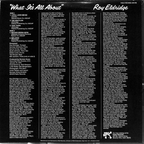 ロイ・エルドリッジ /  What It's All About (1976 USオリジナル)（LPレコード）
