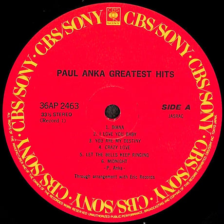 ポール･アンカ / グレイテスト・ヒッツ [※国内盤,品番:36AP 2463～4,2枚組］(LPレコード)