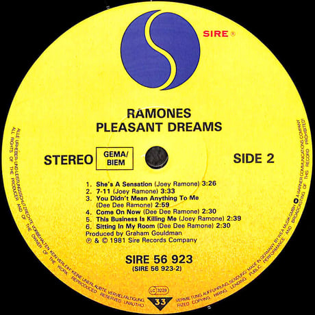 ラモーンズ / Pleasant Dreams [※輸入盤,生産国:Germany,品番:SIRE 56 923］(LPレコード)