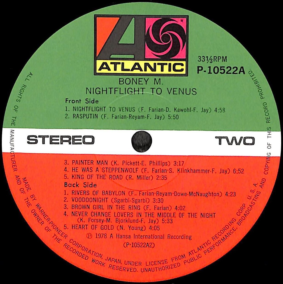 ボニーM / ヴィーナスの冒険 [※国内盤,品番:P-10522A］(LPレコード