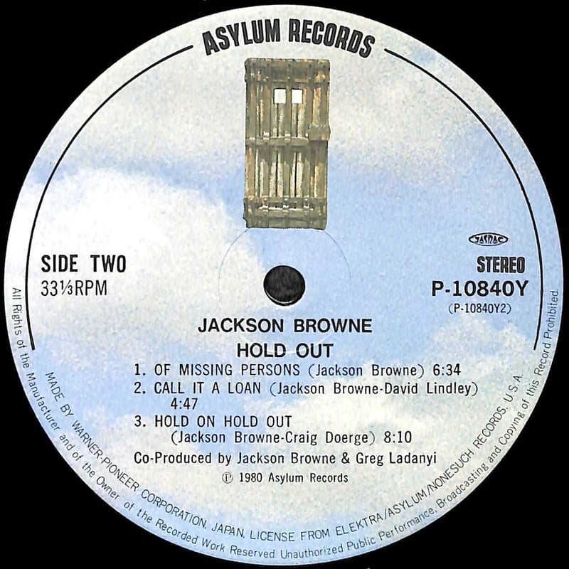 ジャクソン・ブラウン / Hold Out [※国内盤,品番:P-10840Y］(LPレコード