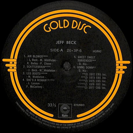 ジェフ・ベック / 決定盤ゴールド・ディスク［※国内盤,品番:26・3P-6］(LPレコード)