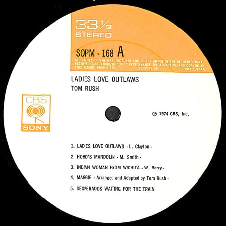 トム・ラッシュ / Ladies Love Outlaws［※国内盤,品番:SOPM-168］(LPレコード)