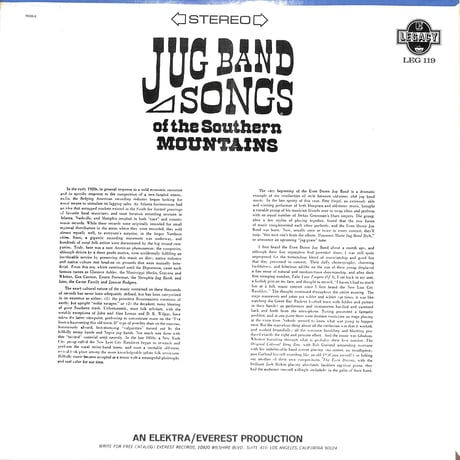 イーヴン・ダズン・ジャグ・バンド / Jug Band Songs Of The Southern Mountains [※輸入盤,生産国:US,品番:LEG 119］(LPレコード)