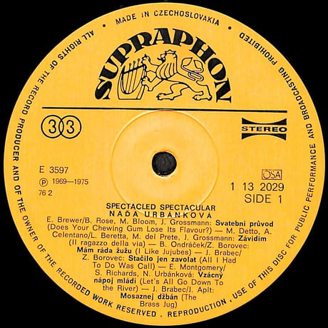 ナダ・ウルバンコヴァー / Spectacled Spectacular [※輸入盤,生産国:Czechoslovakia,品番:1 13 2029］(LPレコード)