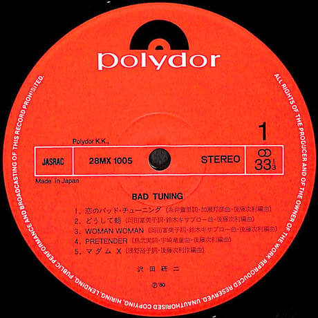 沢田研二 / バッド・チューニング [※国内盤,品番:28MX1005］(LPレコード)
