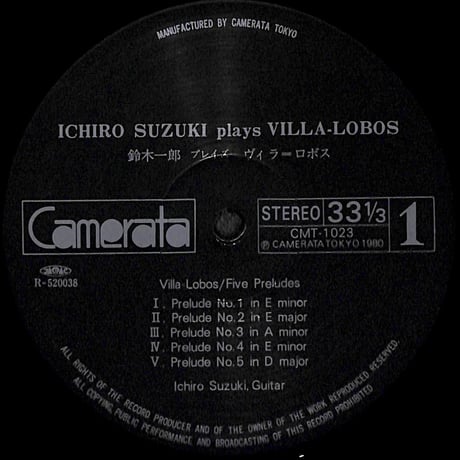 鈴木一郎 / プレイズ・ヴィラ=ロボス [※国内盤,品番:CMT-1023］(LPレコード)