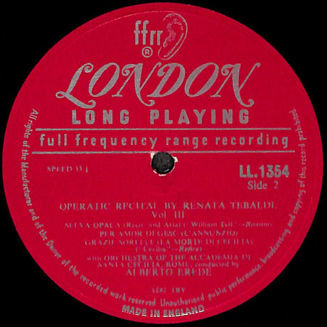 レナータ・テバルディ / Operatic Recital by Renata Tebaldi Volume 3 [※輸入盤,生産国:UK,品番:LL 1354］(LPレコード)