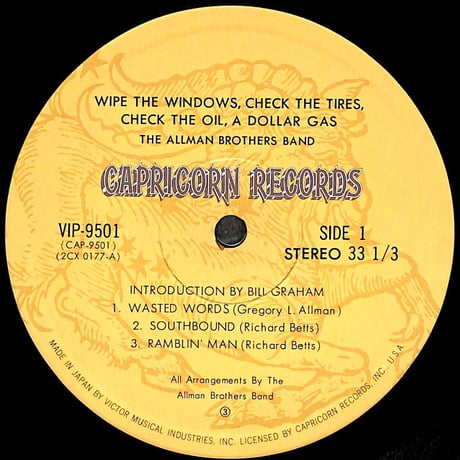オールマン・ブラザーズ・バンド / Wipe The Windows, Check The Oil, Dollar Gas [※国内盤,品番:VIP-9501～2,2枚組］(LPレコード)