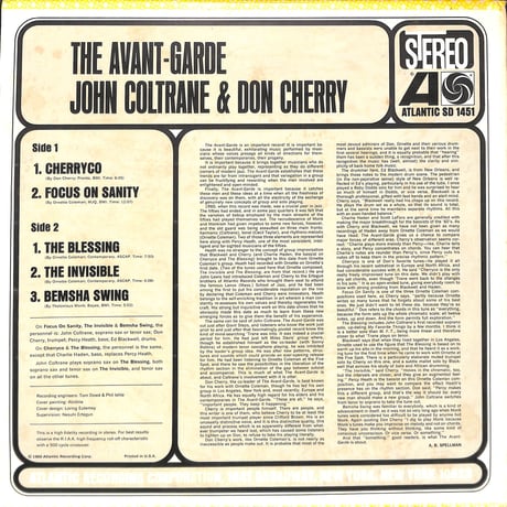 ジョン・コルトレーン&ドン・チェリー / The Avant-Garde [※輸入盤,生産国:US,品番:SD 1451］(LPレコード)