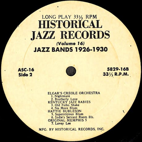 Jazz Bands 1926-1930 [※輸入盤,生産国:US,品番:5829-16］(LPレコード)