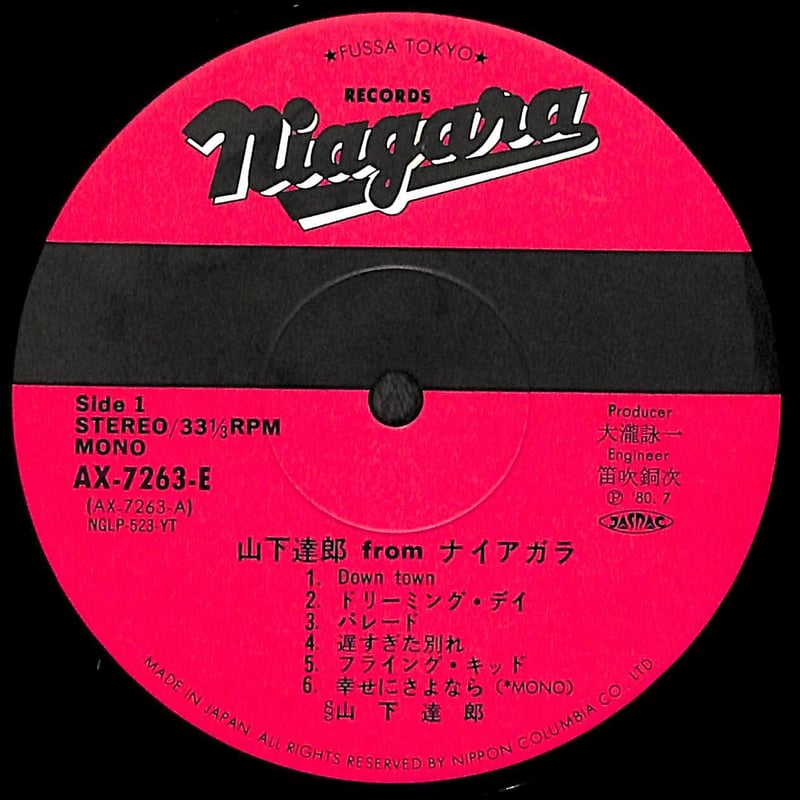 山下達郎 / 山下達郎 From ナイアガラ［※国内盤,品番:AX-7263-E］(LP