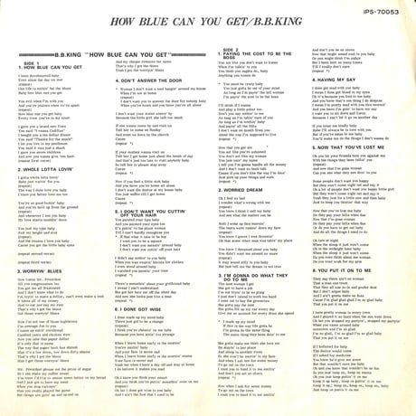 B.B.キング / How Blue Can You Get [※国内盤,品番:IPS-70053］(LPレコード)