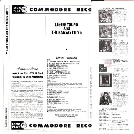 レスター・ヤング / レスター・ヤング&カンサス･シティ・シックス [※国内盤,品番:GXC 3145］(LPレコード)