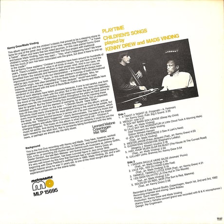 ケニー・ドリュー / Children's Songs（1982 SWEDEN ORI MLP15695）（LPレコード）