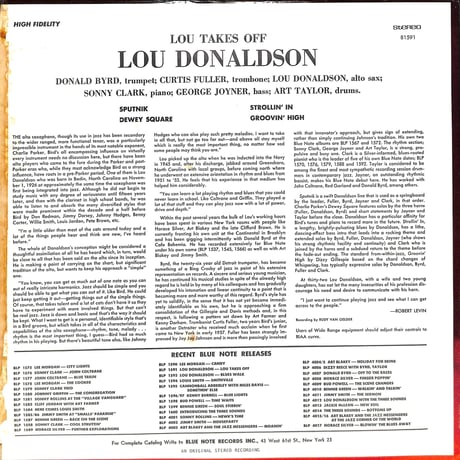 ルー・ドナルドソン / Lou Takes Off［※輸入盤,生産国:US,品番:BST 81591］(LPレコード)