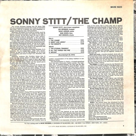 Sonny Stitt / The Champ (1974 USオリジナル)（LPレコード）