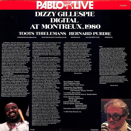 ディジー・ガレスピー / Digital At Montreux1980（1981 US PABLO REDVINYL,D2308226）（LPレコード）