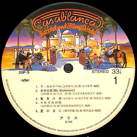アリス / ALICE Ⅷ [※国内盤,品番:25P-5］(LPレコード)
