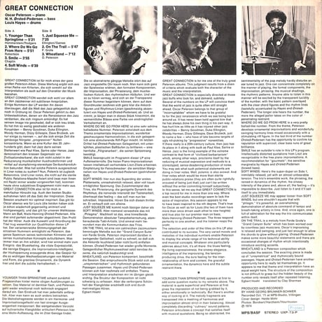 オスカー・ピーターソン / Great Connection [※国内盤,品番:UXP-73-P］(LPレコード)