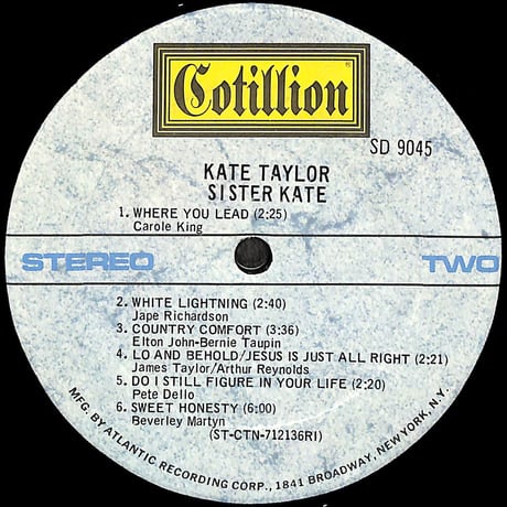 ケイト・テイラー / Sister Kate [※輸入盤,生産国:US,品番:SD 9045］(LPレコード)