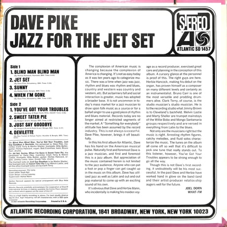 デイヴ・パイク / Jazz For The Jet Set［※輸入盤,生産国:US,品番:SD 1457］(LPレコード)
