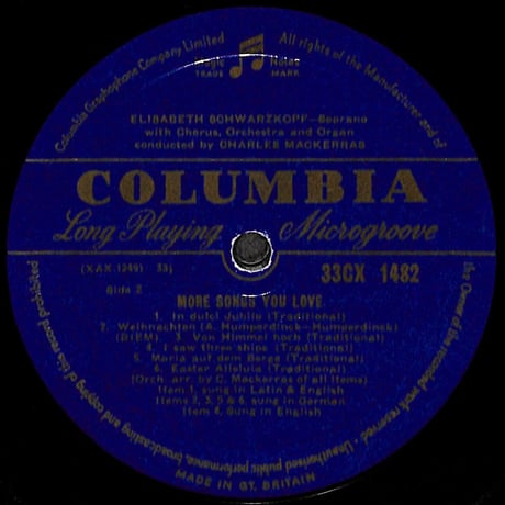 エリーザベト・シュヴァルツコップ / More Songs You Love [※輸入盤,生産国:UK,品番:33CX 1482］(LPレコード)