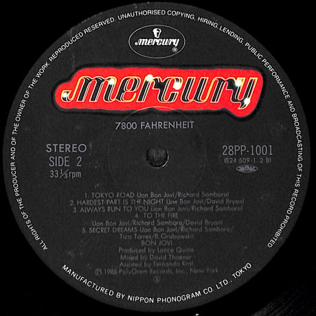 ボン・ジョヴィ / 7800ファーレンハイト [※国内盤,品番:28PP-1001］(LPレコード)