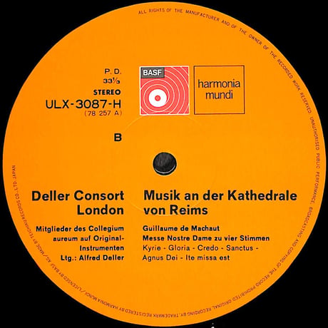 パリ・ノートル・ダム学派の音楽 マショー=ノートル・ダム・ミサ曲 [※国内盤,品番:ULX-3087-H］(LPレコード)
