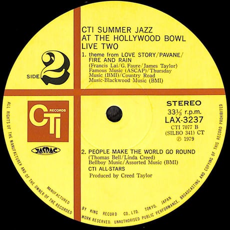 CTI All-Stars / CTI Summer Jazz At The Hollywood Bowl Live Two [※国内盤,品番:LAX 3237］(LPレコード)