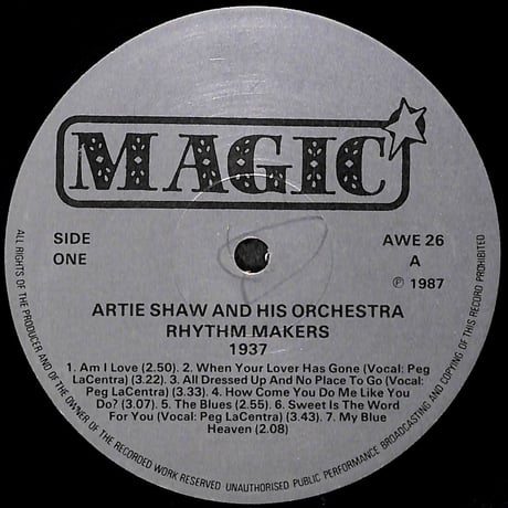 Artie Shaw And His Orchestra / 1937 Rhythm Makers [※輸入盤,生産国:UK,品番:AWE 26］(LPレコード)