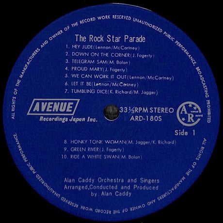 アラン・キャディオーケストラとシンガーズ / The Rock Star Parade [※国内盤,品番:ARD-180S］(LPレコード)