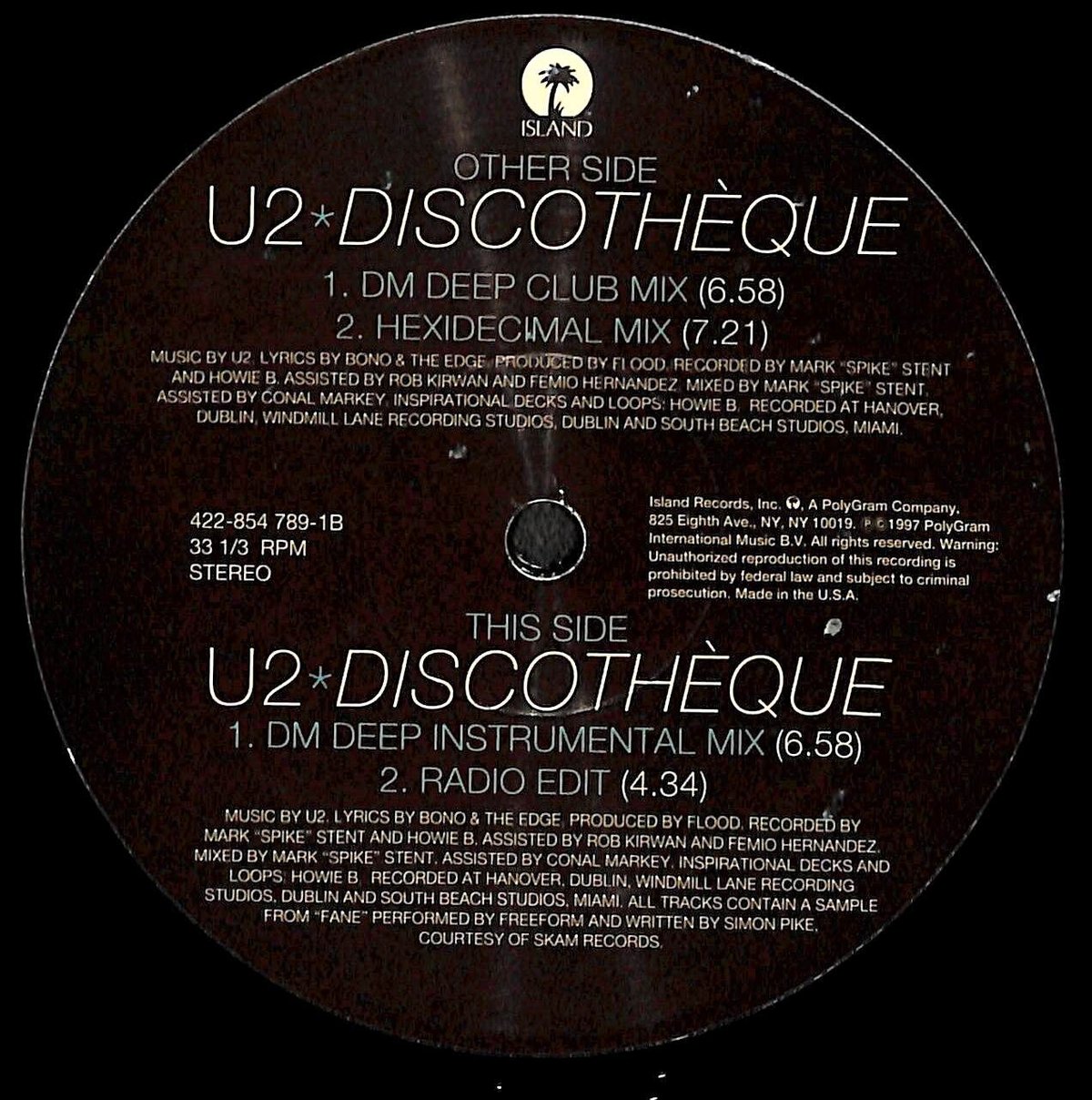U2 / Discothèque [※輸入盤,生産国:US,品番:422-854 789］(L
