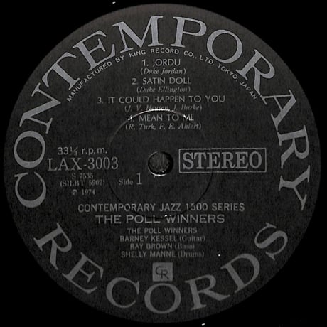 バーニー・ケッセル / ザ・ポール・ウィナーズ [※国内盤,品番:LAX 3003］(LPレコード)