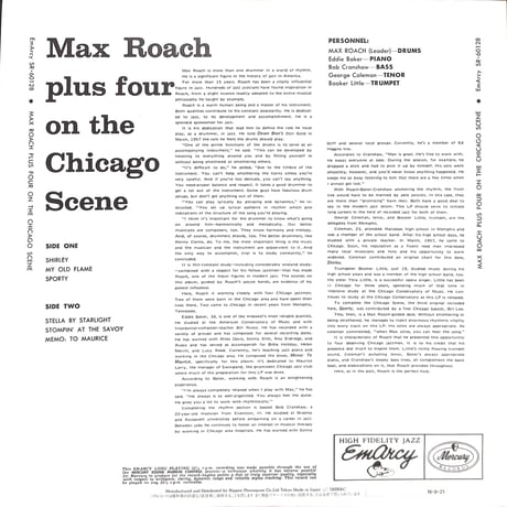 マックス・ローチ / Max Roach Plus Four On The Chicago Scene [※国内盤,品番:195J-41］(LPレコード)
