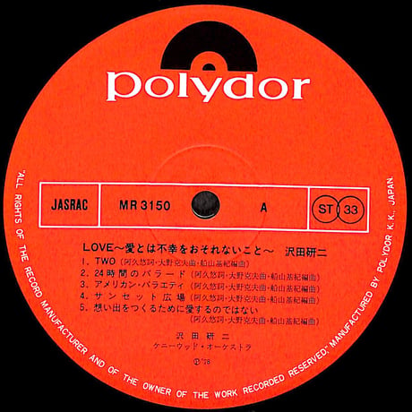 沢田研二 / Love 愛とは不幸をおそれないこと [※国内盤,品番:MR 3150］][フォトピンナップ付き](LPレコード)