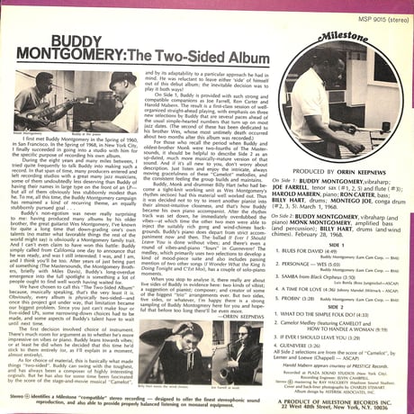 バディ・モンゴメリー / The Two-Sided Album [※輸入盤,生産国:US,品番:MSP 9015］(LPレコード)