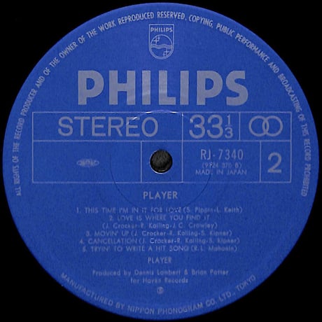プレイヤー / ベイビー・カム・バック [※国内盤,品番:RJ-7340］(LPレコード)